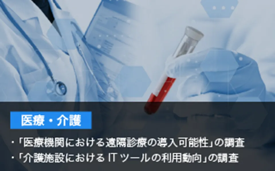 医療・介護 「医療機関における遠隔診療の導入可能性」の調査 「介護施設におけるITツールの利用動向」の調査