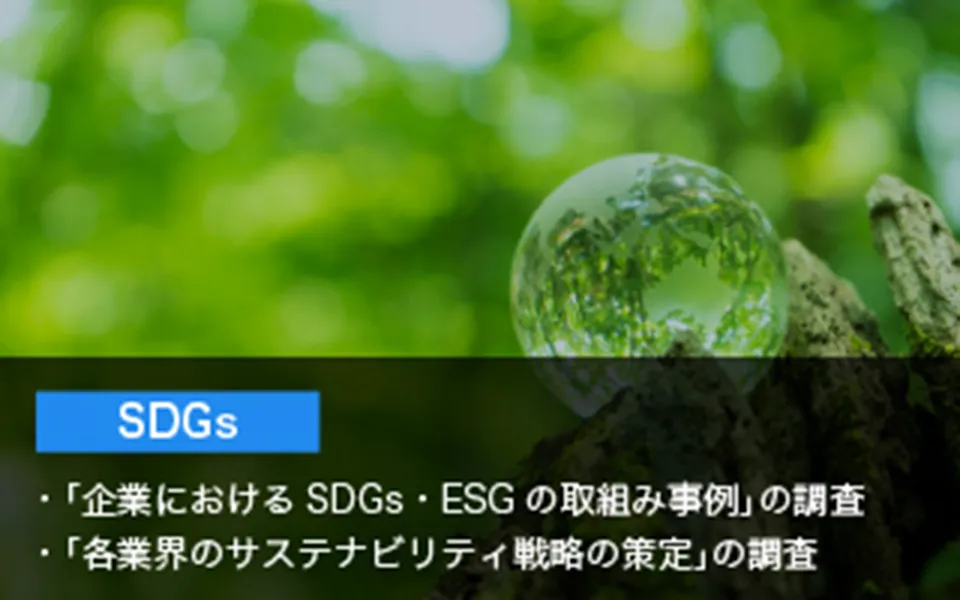 「企業におけるSDGs・ESGの取組み事例」の調査 「各業界のサステナビリティ戦略の策定」の調査